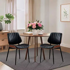 Lot de 2 chaises de salle à manger avec assise en similicuir rétro et pieds en métal pour salle à manger et cuisine