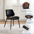 Lot de 2 chaises de salle à manger avec assise en similicuir rétro et pieds en métal pour salle à manger et cuisine