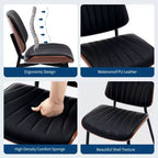 Lot de 2 chaises de salle à manger avec assise en similicuir rétro et pieds en métal pour salle à manger et cuisine