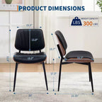 Lot de 2 chaises de salle à manger avec assise en similicuir rétro et pieds en métal pour salle à manger et cuisine