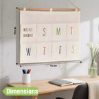 Semainier mural de rangement, organiseur suspendu à 8 poches pour emploi du temps quotidien et liste de tâches, coton et lin, blanc