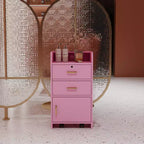 GDFStudio Estelle Modern Beauty Salon Storage Cabinet with 3 Dryer Holders, 2 Drawers, 1 Door and Casters