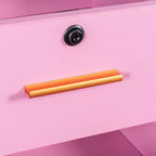 Meuble de rangement moderne pour salon de beauté avec 3 supports pour sèche-cheveux, 2 tiroirs, 1 porte et roulettes