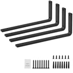 VEVOR Shelf Bracket, 16 x 6 in 4 Pcs, Heavy Duty Floating Shelf Brackets, Brackets for Shelves, 10mm Thick Matte Black L Shelf Bracket,Black