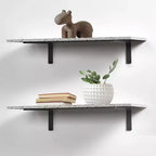 Équerres de tablette, 16 x 6 po, 4 pièces, équerres robustes pour tablettes flottantes, équerres pour tablettes, équerres de tablette en L noir mat de 10 mm d'épaisseur, Noir