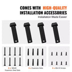 Équerres de tablette, 16 x 6 po, 4 pièces, équerres robustes pour tablettes flottantes, équerres pour tablettes, équerres de tablette en L noir mat de 10 mm d'épaisseur, Noir