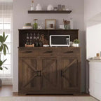 Buffet de 120 cm avec rangement, grand meuble de rangement en bois avec 3 portes, 3 tiroirs et 1 plateau, adapté pour la salle à manger, le salon