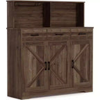 Buffet de 120 cm avec rangement, grand meuble de rangement en bois avec 3 portes, 3 tiroirs et 1 plateau, adapté pour la salle à manger, le salon