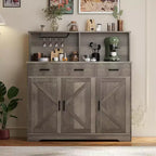 Buffet de 120 cm avec rangement, grand meuble de rangement en bois avec 3 portes, 3 tiroirs et 1 plateau, adapté pour la salle à manger, le salon