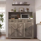 Buffet de 120 cm avec rangement, grand meuble de rangement en bois avec 3 portes, 3 tiroirs et 1 plateau, adapté pour la salle à manger, le salon