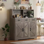 Buffet de 120 cm avec rangement, grand meuble de rangement en bois avec 3 portes, 3 tiroirs et 1 plateau, adapté pour la salle à manger, le salon