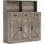 Buffet de 120 cm avec rangement, grand meuble de rangement en bois avec 3 portes, 3 tiroirs et 1 plateau, adapté pour la salle à manger, le salon