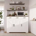 Buffet de 120 cm avec rangement, grand meuble de rangement en bois avec 3 portes, 3 tiroirs et 1 plateau, adapté pour la salle à manger, le salon