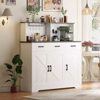 Buffet de 120 cm avec rangement, grand meuble de rangement en bois avec 3 portes, 3 tiroirs et 1 plateau, adapté pour la salle à manger, le salon