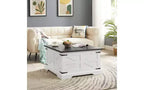 Zevemomo Farmhouse Square Coffee Table with Storage for Living Room, 31 Wood Storage Farmhouse Coffee Tables with Dual Flip-Top Lids, White