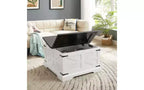 Table basse carrée de ferme avec rangement, double couvercle à charnière de 79 cm, blanche