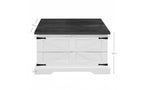 Table basse carrée de ferme avec rangement, double couvercle à charnière de 79 cm, blanche