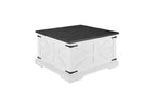 Table basse carrée de ferme avec rangement, double couvercle à charnière de 79 cm, blanche