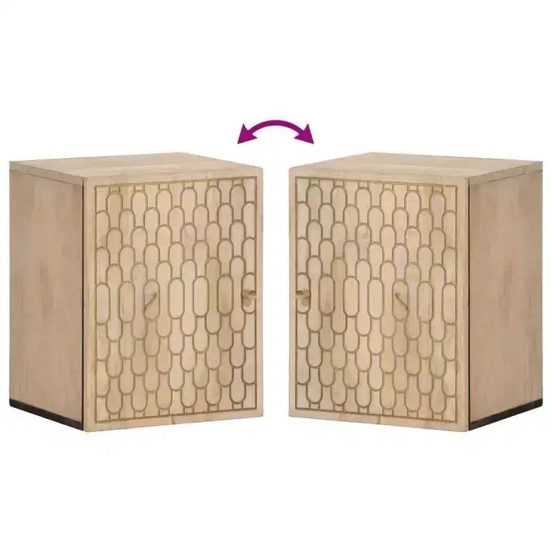 Solid Mango Wood Bathroom Wall Cabinet - Bleached Natural Finish