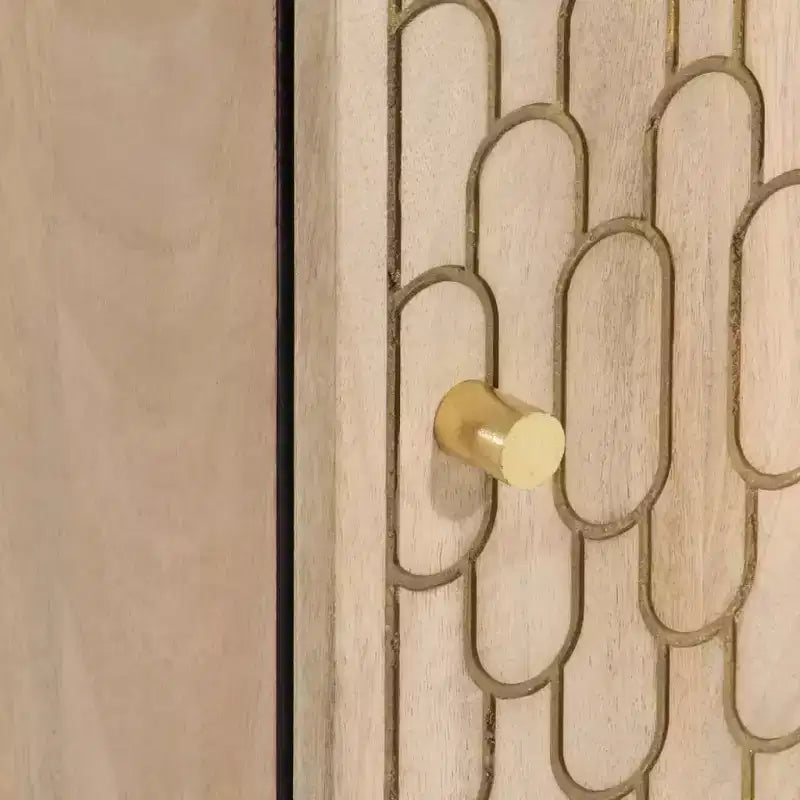 Solid Mango Wood Bathroom Wall Cabinet - Bleached Natural Finish
