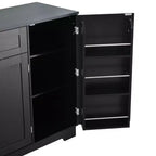 Buffet Bahut de 137 cm, 4 portes, rangement de cuisine avec tiroir, étagères réglables et porte-serviettes latéraux