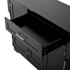 Buffet Bahut de 137 cm, 4 portes, rangement de cuisine avec tiroir, étagères réglables et porte-serviettes latéraux