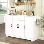 Buffet Bahut de 137 cm, 4 portes, rangement de cuisine avec tiroir, étagères réglables et porte-serviettes latéraux