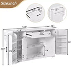 Buffet Bahut de 137 cm, 4 portes, rangement de cuisine avec tiroir, étagères réglables et porte-serviettes latéraux