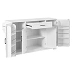Buffet Bahut de 137 cm, 4 portes, rangement de cuisine avec tiroir, étagères réglables et porte-serviettes latéraux