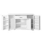 Buffet Bahut de 137 cm, 4 portes, rangement de cuisine avec tiroir, étagères réglables et porte-serviettes latéraux