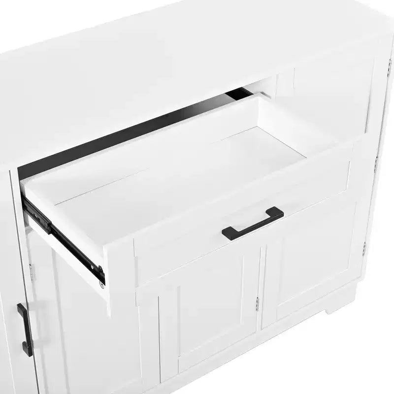 54" Sideboard Buffet Cabinet, 4-Door Kitchen Storage with Drawer, Adjustable Shelves & Side Racks
