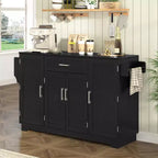 Buffet Bahut de 137 cm, 4 portes, rangement de cuisine avec tiroir, étagères réglables et porte-serviettes latéraux