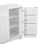 Buffet Bahut de 137 cm, 4 portes, rangement de cuisine avec tiroir, étagères réglables et porte-serviettes latéraux