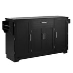 Buffet Bahut de 137 cm, 4 portes, rangement de cuisine avec tiroir, étagères réglables et porte-serviettes latéraux