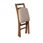 Lot de 2 chaises pliantes, dossier échelle Shaker, assise rembourrée, bois massif, se replie à 21 cm, cerisier, supporte 136 kg