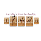 Lot de 2 chaises pliantes, dossier échelle Shaker, assise rembourrée, bois massif, se replie à 21 cm, cerisier, supporte 136 kg