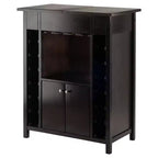 Yukon Wine Cabinet Wood/Espresso - Winsome: Hardwood Liquor Storage, 14-Bottle Rack, Stemware Holder