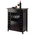 Meuble à vin expresso - Bois massif, casier 14 bouteilles, porte-verres à pied
