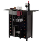 Meuble à vin expresso - Bois massif, casier 14 bouteilles, porte-verres à pied
