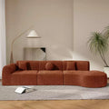 140" Modern 5-Seater Curved Sectional Sofa, Compressed Sponge, Orange