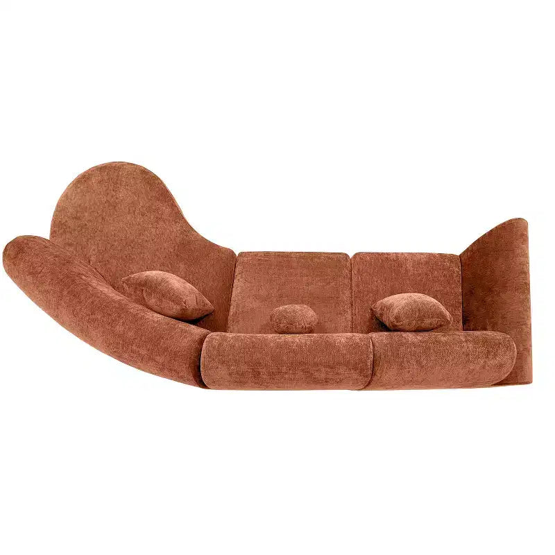 140" Modern 5-Seater Curved Sectional Sofa, Compressed Sponge, Orange