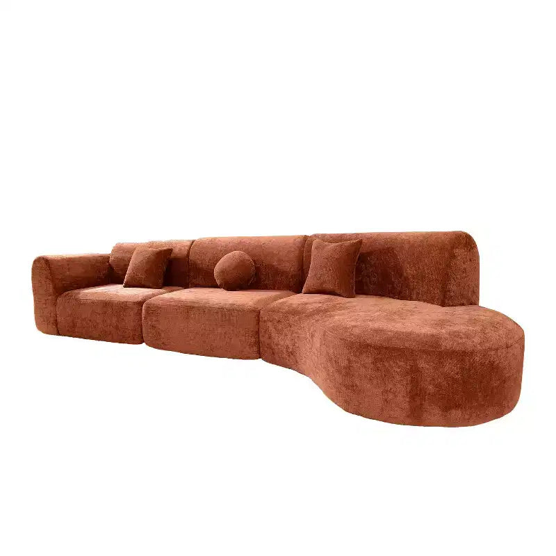 140" Modern 5-Seater Curved Sectional Sofa, Compressed Sponge, Orange