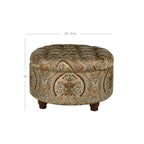 Pouffe de rangement carré avec couvercle relevable, repose-pieds rembourré capitonné et siège d'appoint, motif cachemire marron