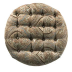 Pouffe de rangement carré avec couvercle relevable, repose-pieds rembourré capitonné et siège d'appoint, motif cachemire marron