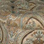 Pouffe de rangement carré avec couvercle relevable, repose-pieds rembourré capitonné et siège d'appoint, motif cachemire marron