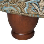Pouffe de rangement carré avec couvercle relevable, repose-pieds rembourré capitonné et siège d'appoint, motif cachemire marron