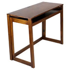 Bureau informatique pliable avec station de chargement USB 4 ports, tiroir coulissant pour clavier, bois massif, noyer