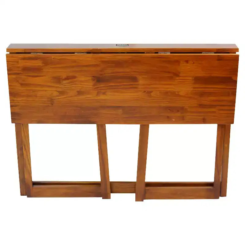 Folding Computer Desk with 4-Port USB Charging Station, Pull-Out Keyboard Tray, Solid Wood, Walnut