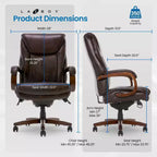Fauteuil de bureau de direction à dossier haut avec support lombaire, noir