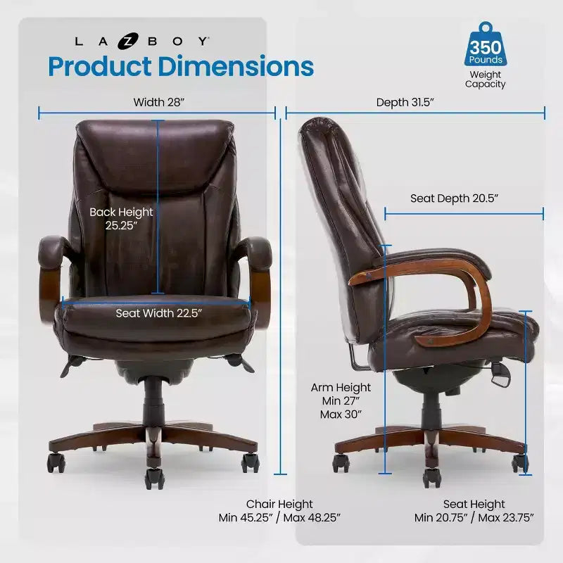 Executive High-Back Office Chair with Lumbar Support, Black